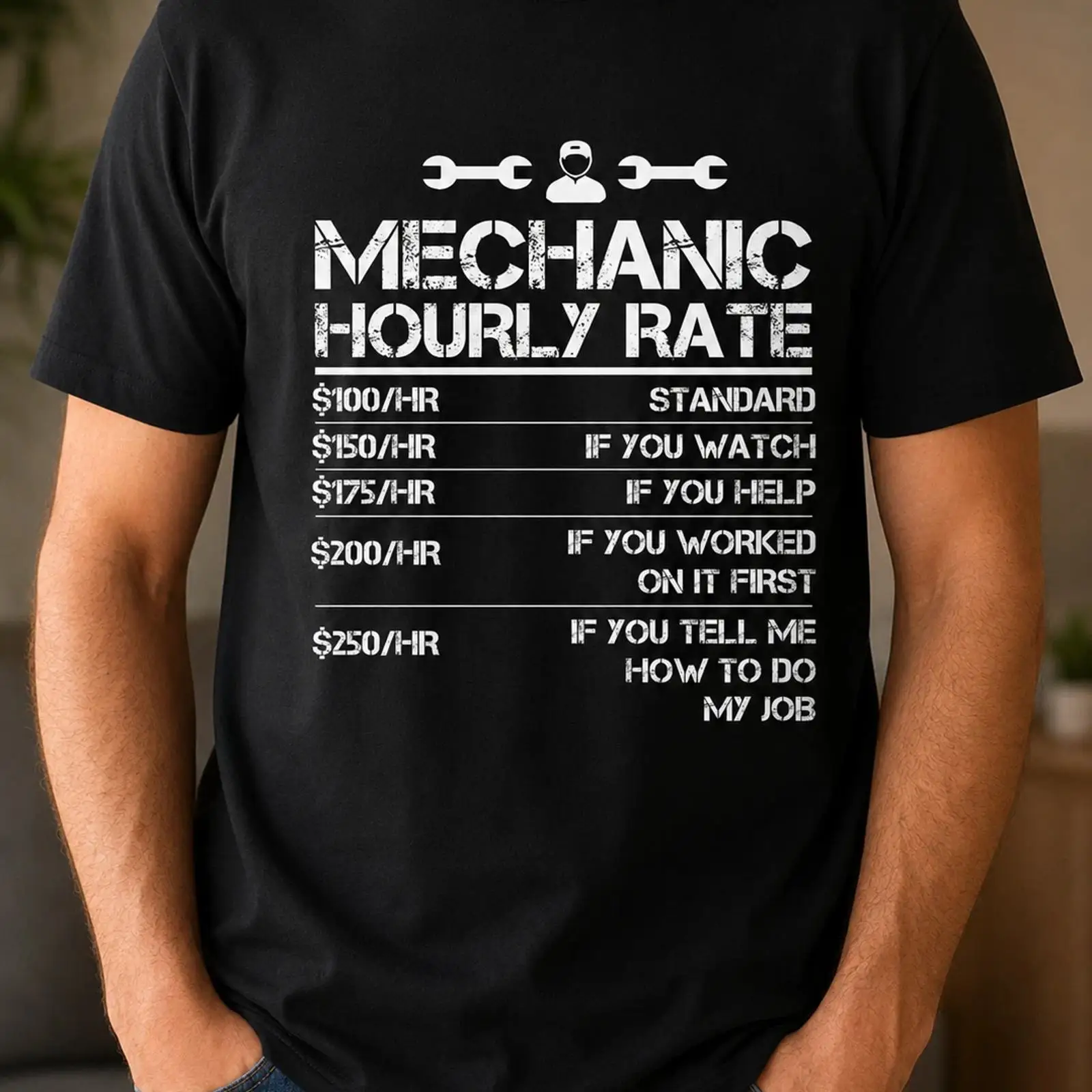 Men'S Fashion Garage - Funny Mechanic Hourly Rate T Shirt