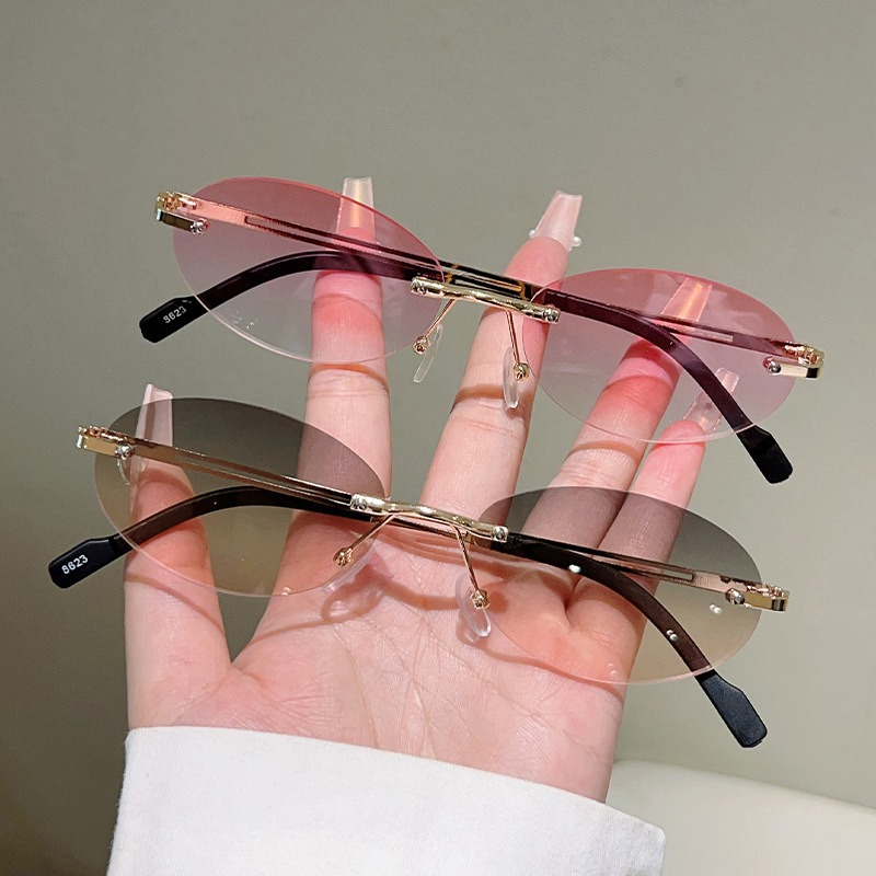 Men'S Fashion Rimless Glasses - Rimless Oval Sunglasses Men Fashion Gradient