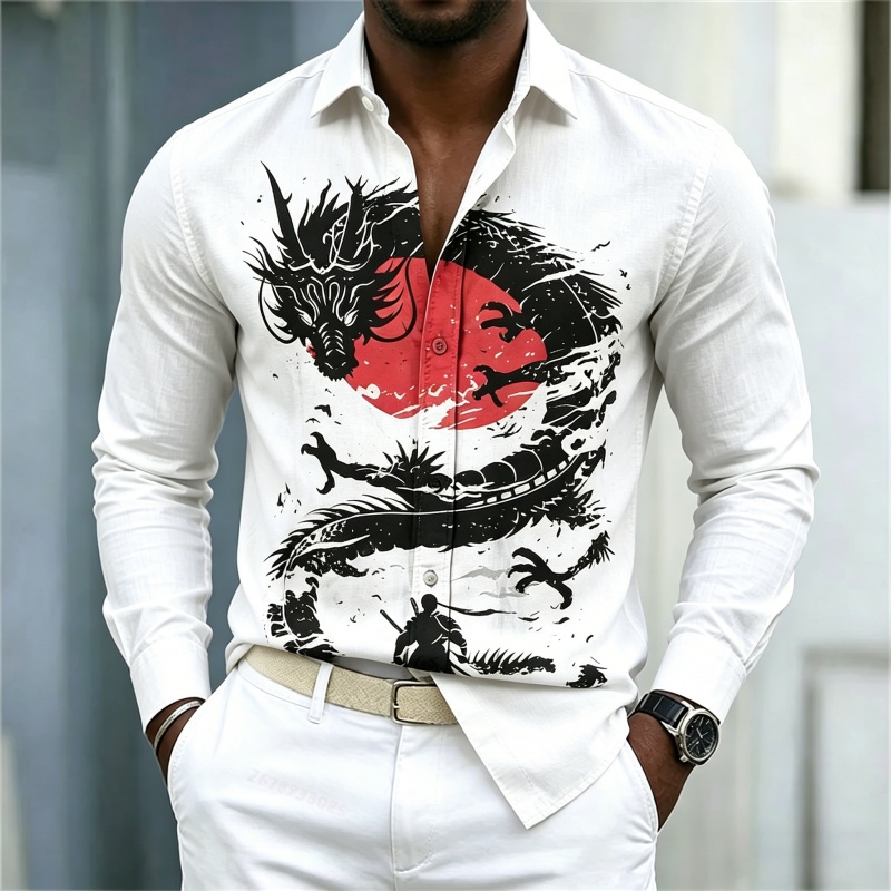Mens Fashion Clothes - 2026 New Men's Shirt White Black