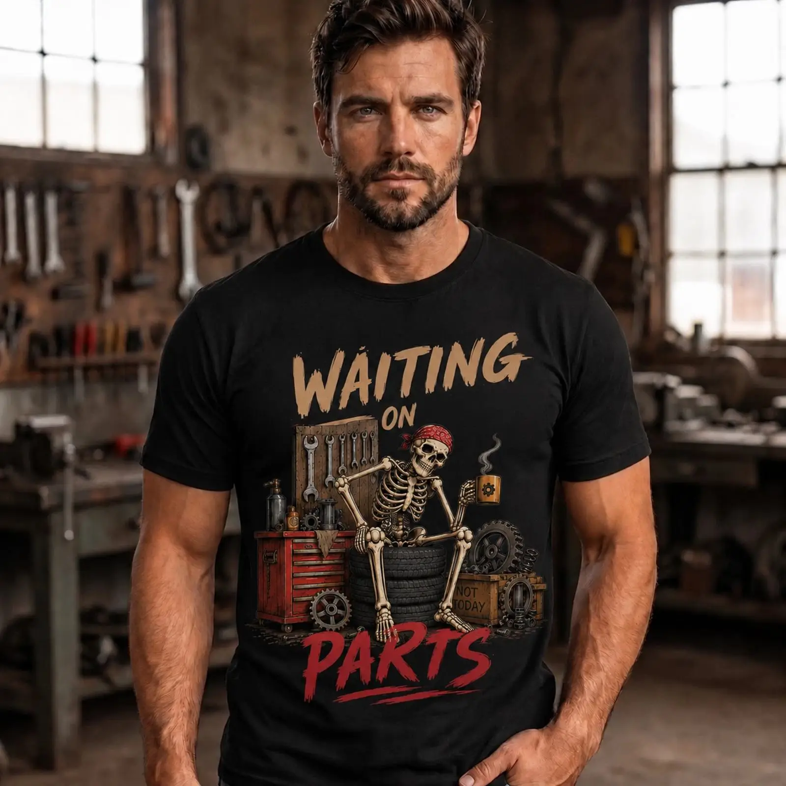 Men'S Fashion Garage - Waiting On Parts Funny garage humour