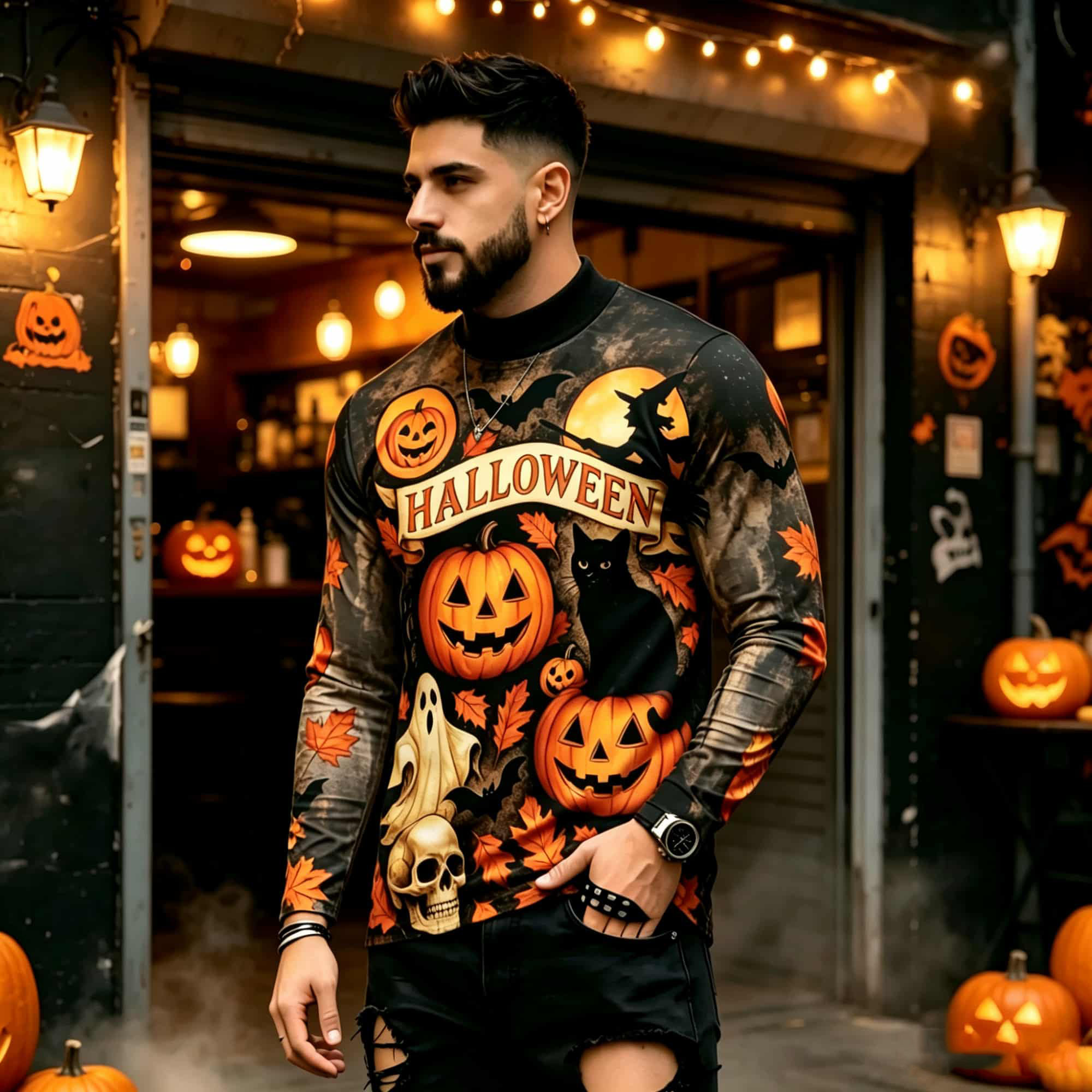 Men'S Tops Fashion - Casual Fashion Street Style Halloween Printed