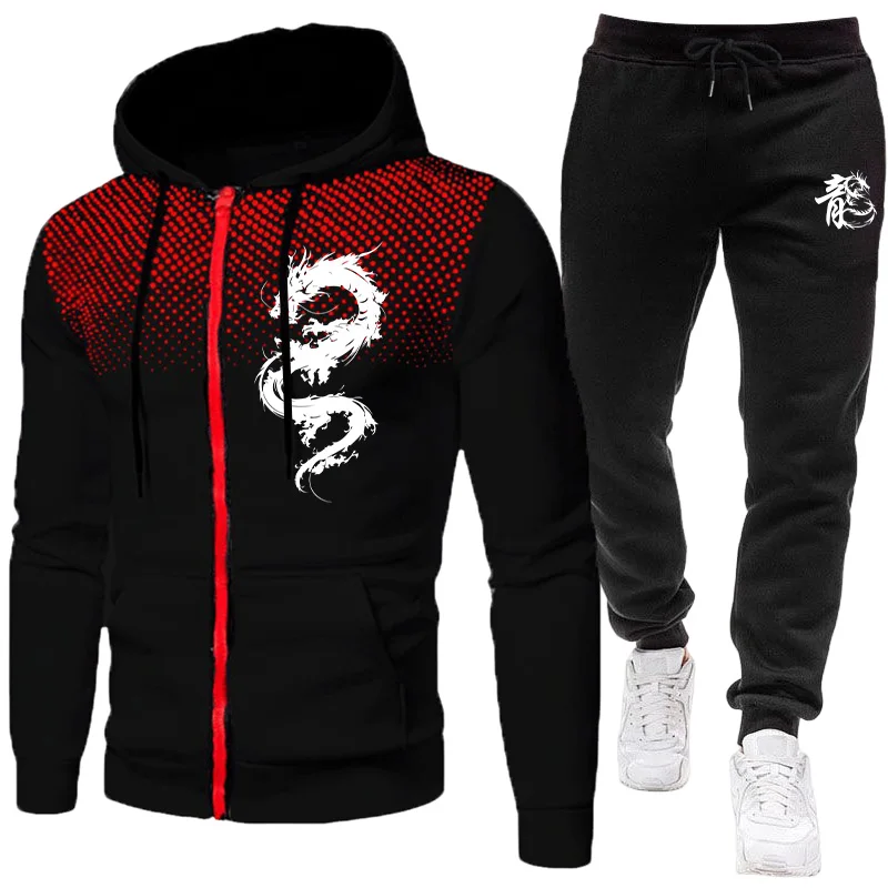Men'S Fashion Pants - Men's Paris Dragon Pattern Fashion Print