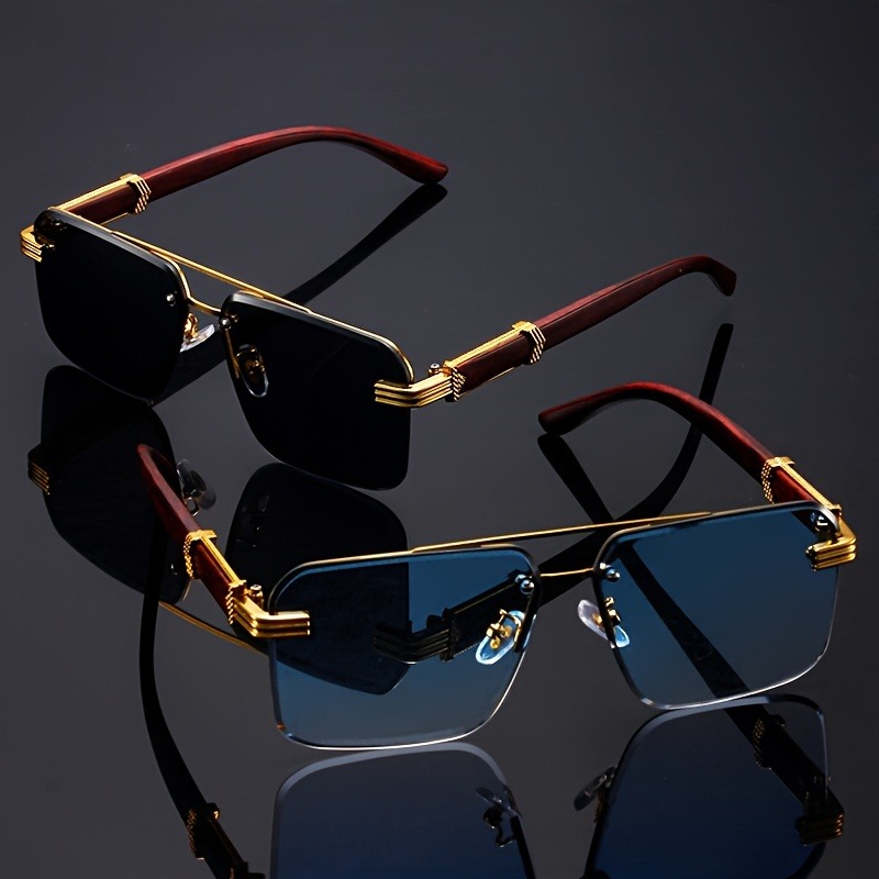 Trend Double Beam Rectangle Su - огляд і ціна Men'S Fashion Rimless Glasses