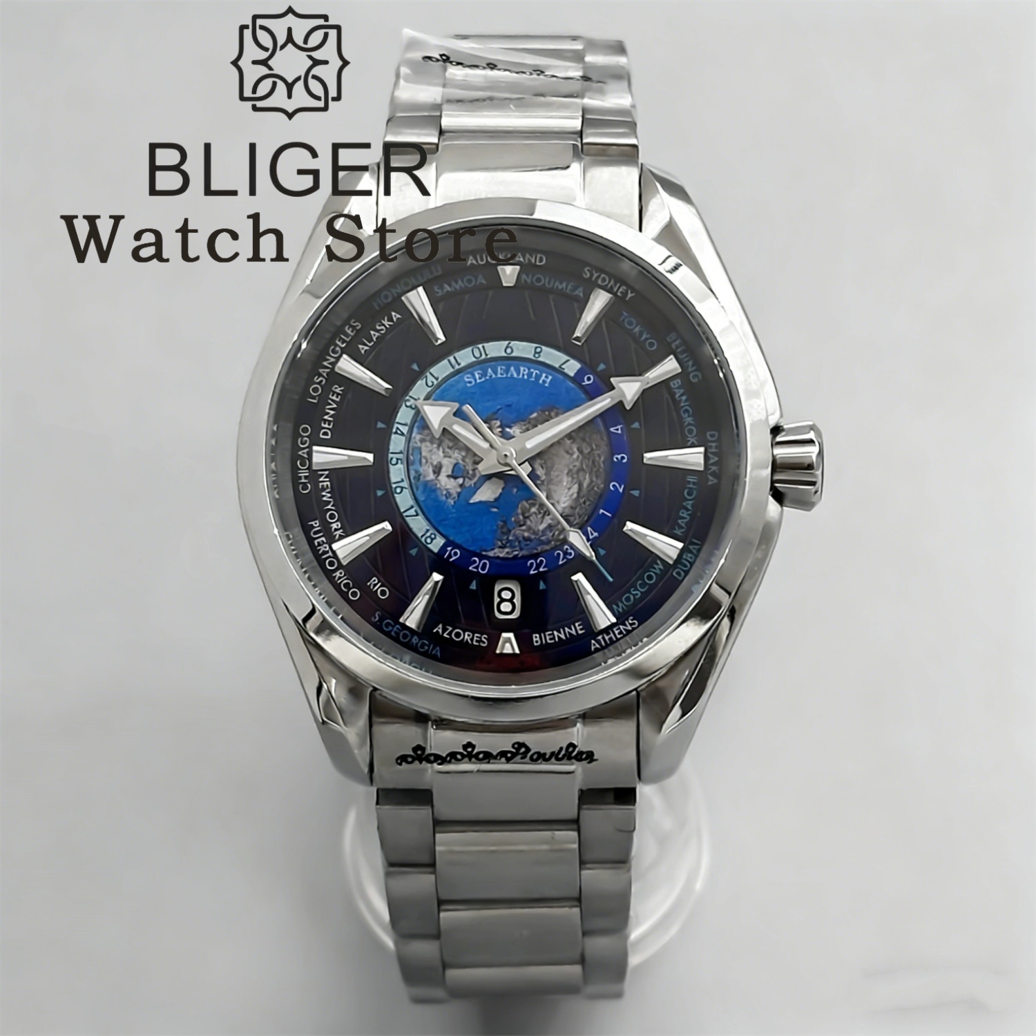 BLIGER 40MM World Time Earth M - огляд і ціна Mens Fashion World