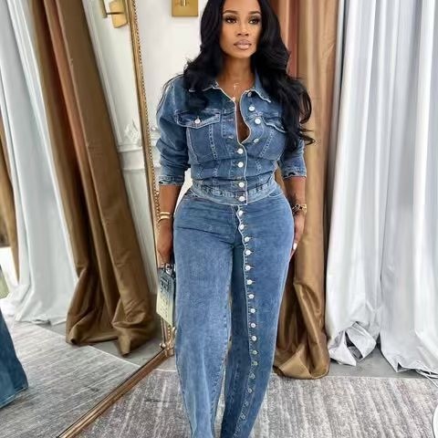 Jeans Suit Women Denim 2 Piece - огляд і ціна Denim Jacket Vintage