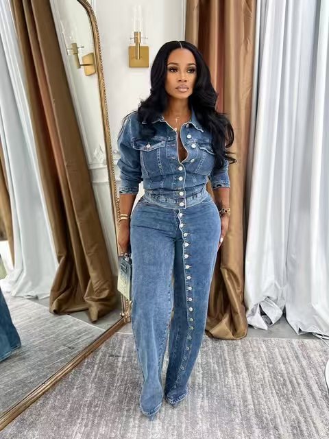Jeans Suit Women Denim 2 Piece - огляд і ціна Denim Jacket Vintage