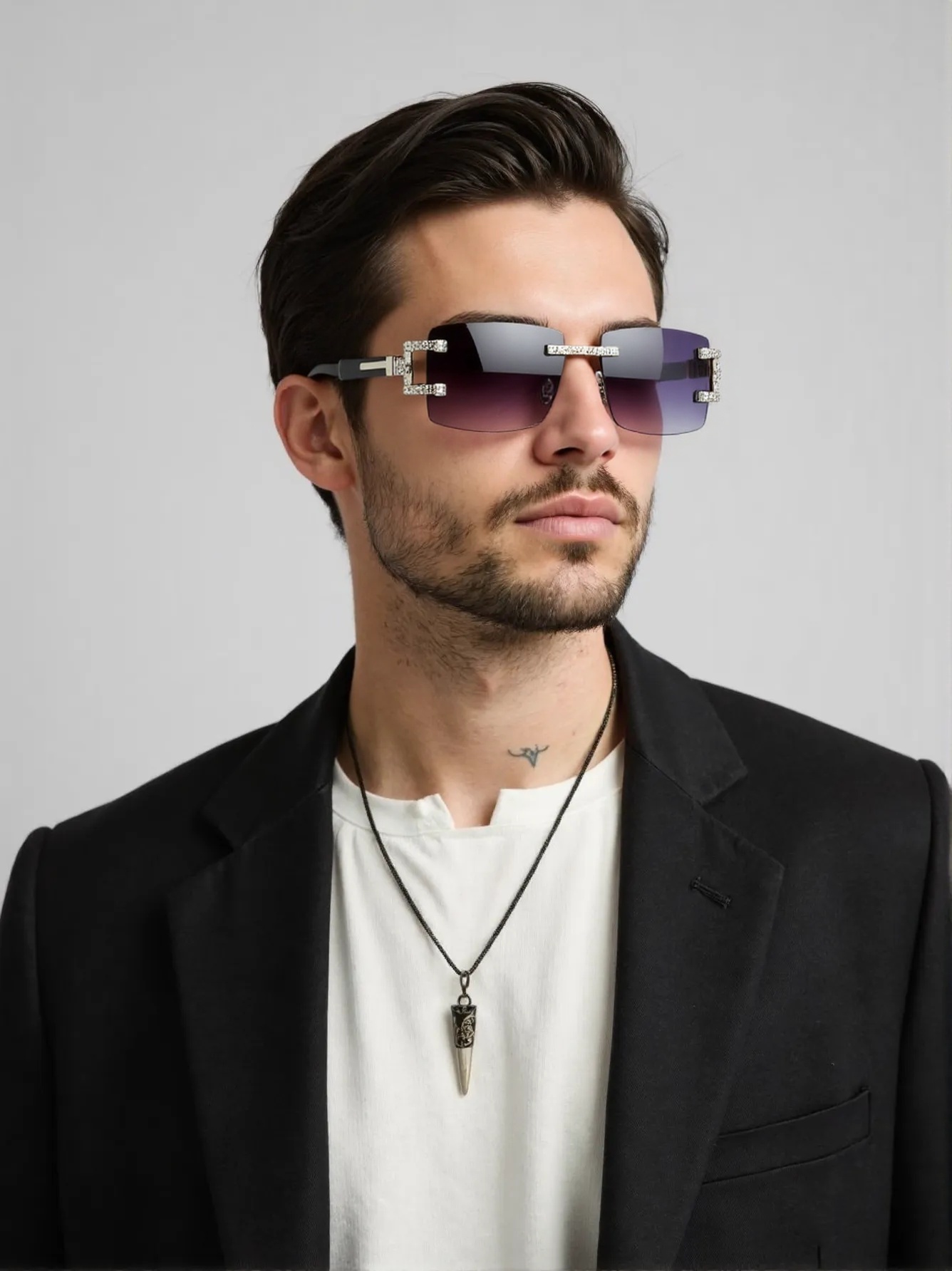 Wood leg retro fashion sunglas - огляд і ціна Men'S Fashion Rimless Glasses