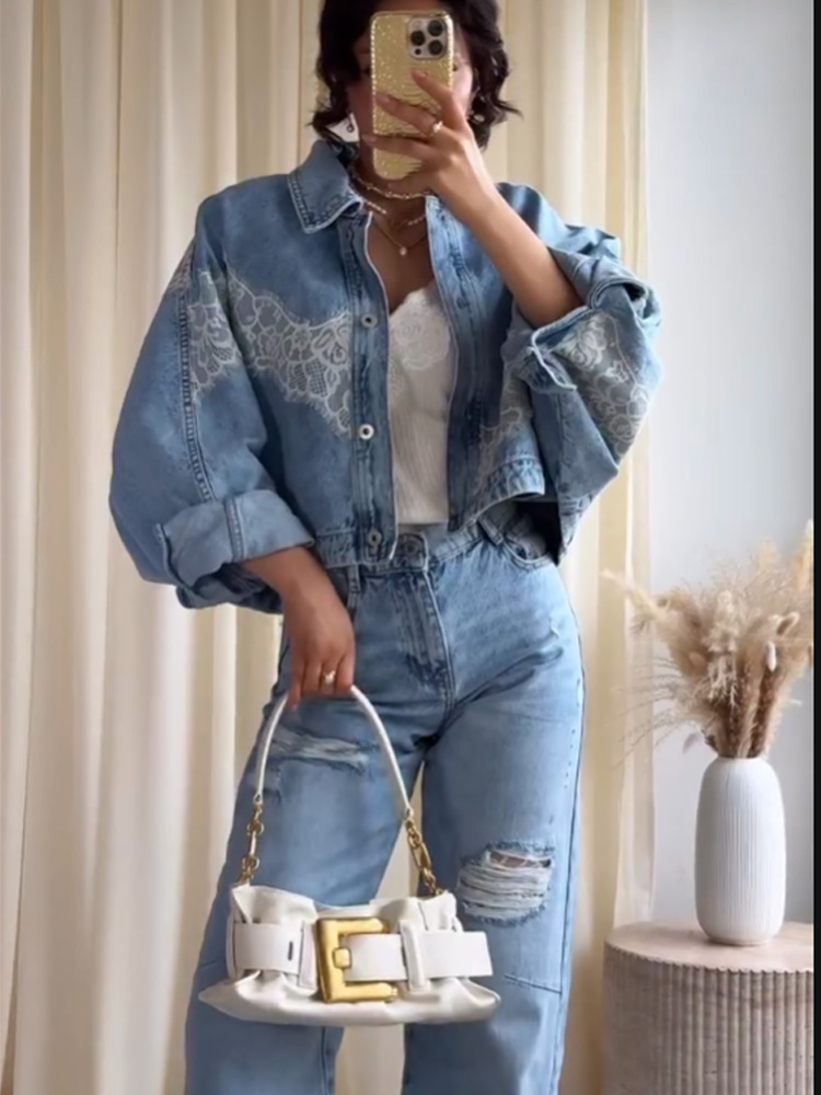 HH Spring Women Chic Single-br - огляд і ціна Denim Jacket Vintage