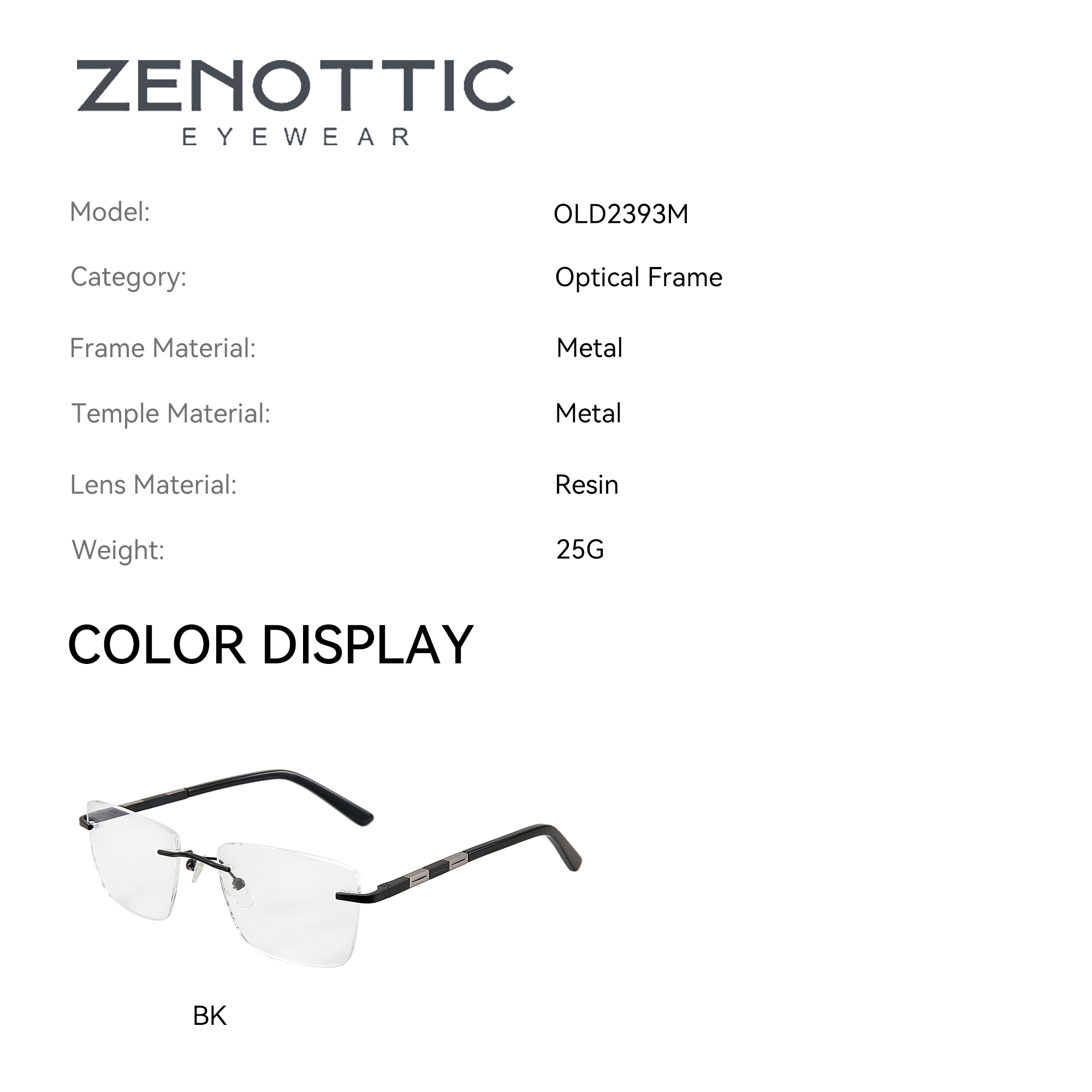 ZENOTTIC M Size Fashion Rectan - огляд і ціна Men'S Fashion Rimless Glasses