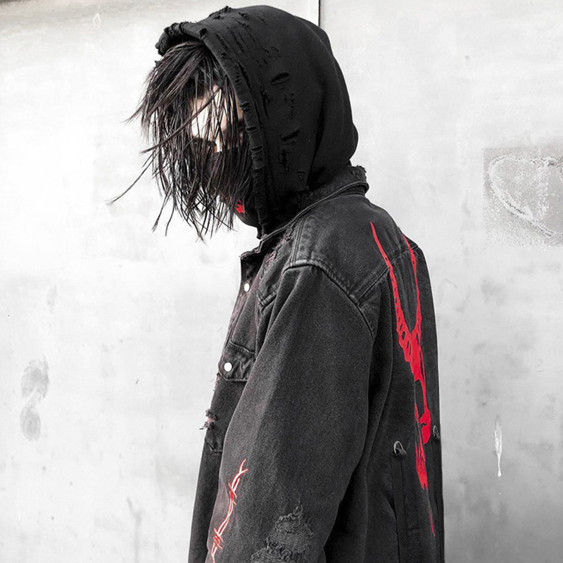Skull Printing Denim Jacket Me - огляд і ціна Denim Jacket Vintage
