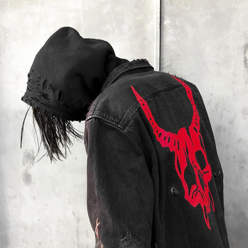 Skull Printing Denim Jacket Me - огляд і ціна Denim Jacket Vintage