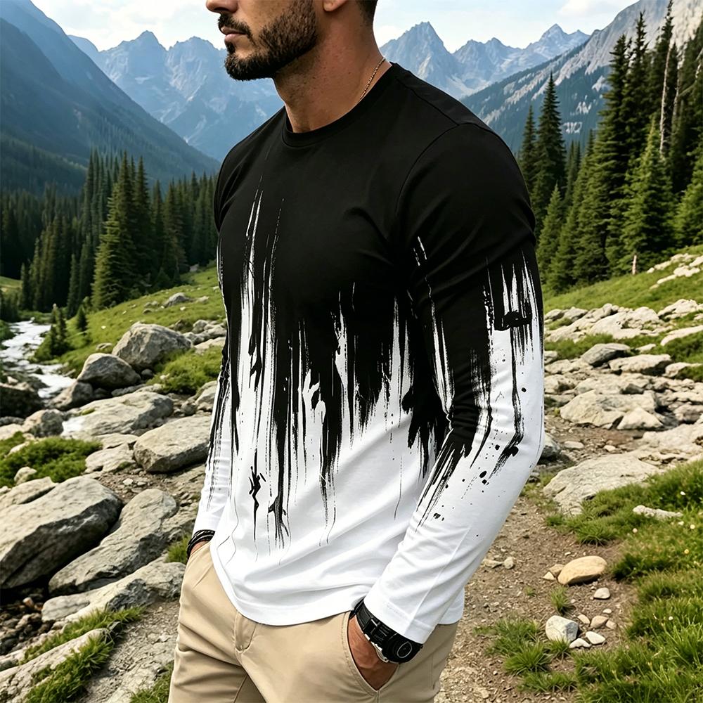 Men's Gradient Ink Splash Long - огляд і ціна Men'S Tops Fashion
